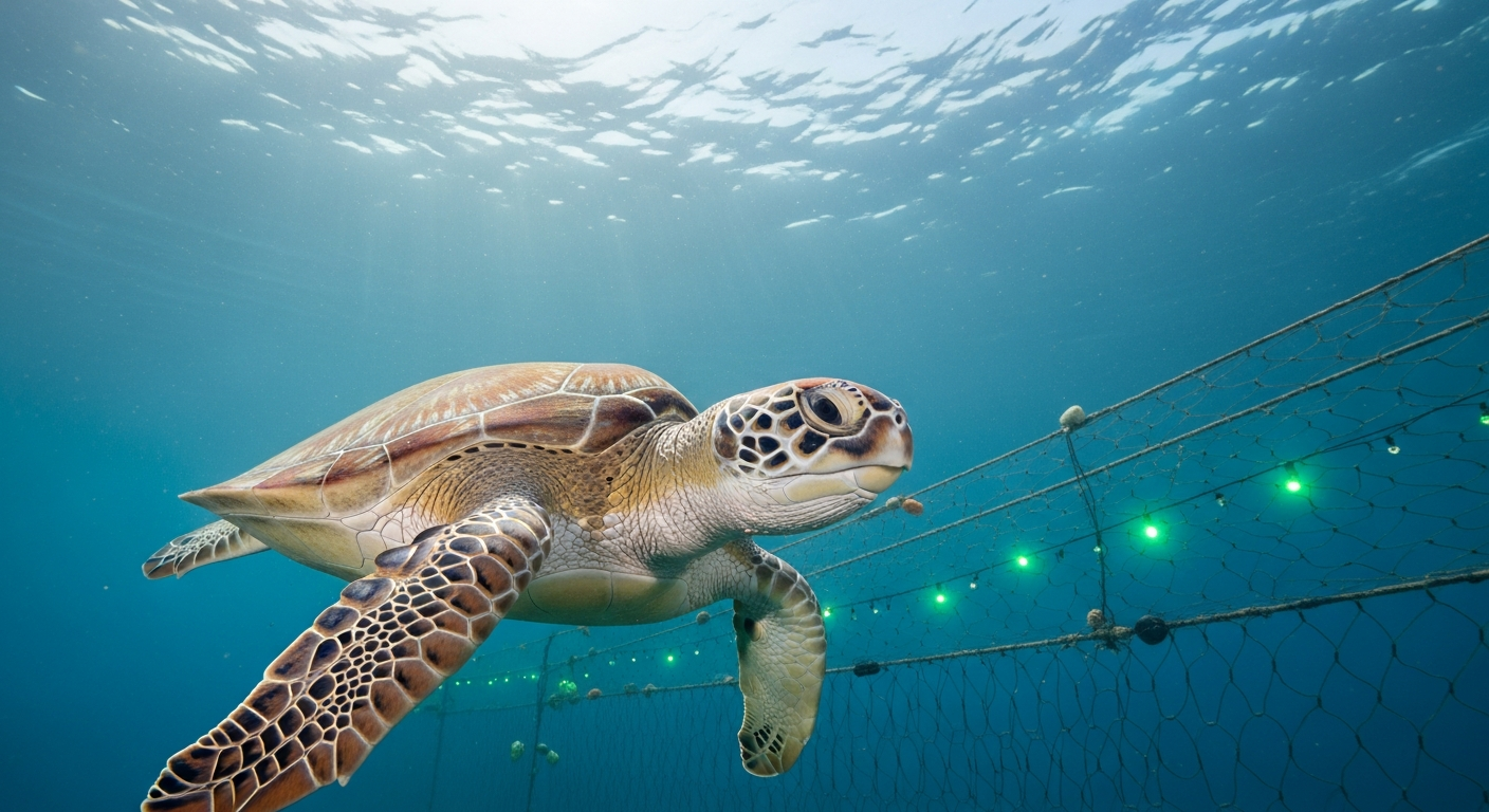 “그물에 LED 달았더니...” 거북이 63% 구한 어업 기술
