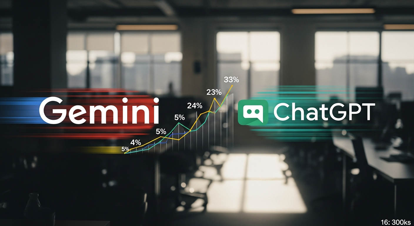 “1년 만에 5%→33% 급증” 챗GPT 턱밑까지 따라온 제미나이 공습